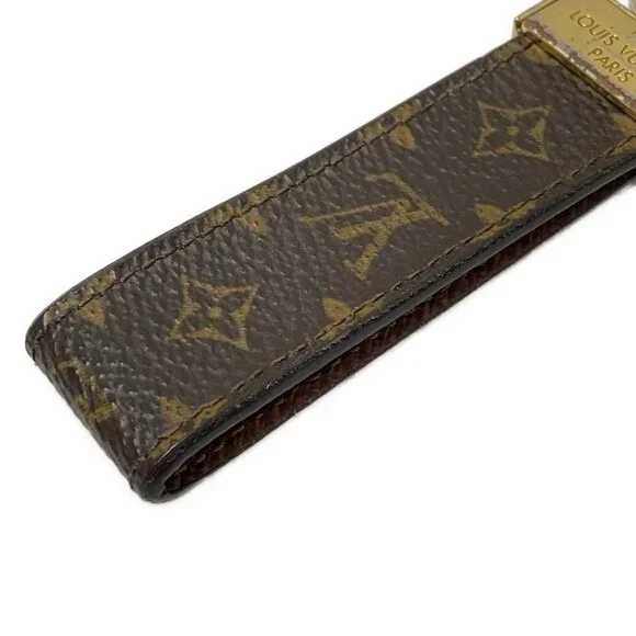 LOUIS VUITTON Porte Cles Dragonne M65221 Monogram Canvas Gold Monogram